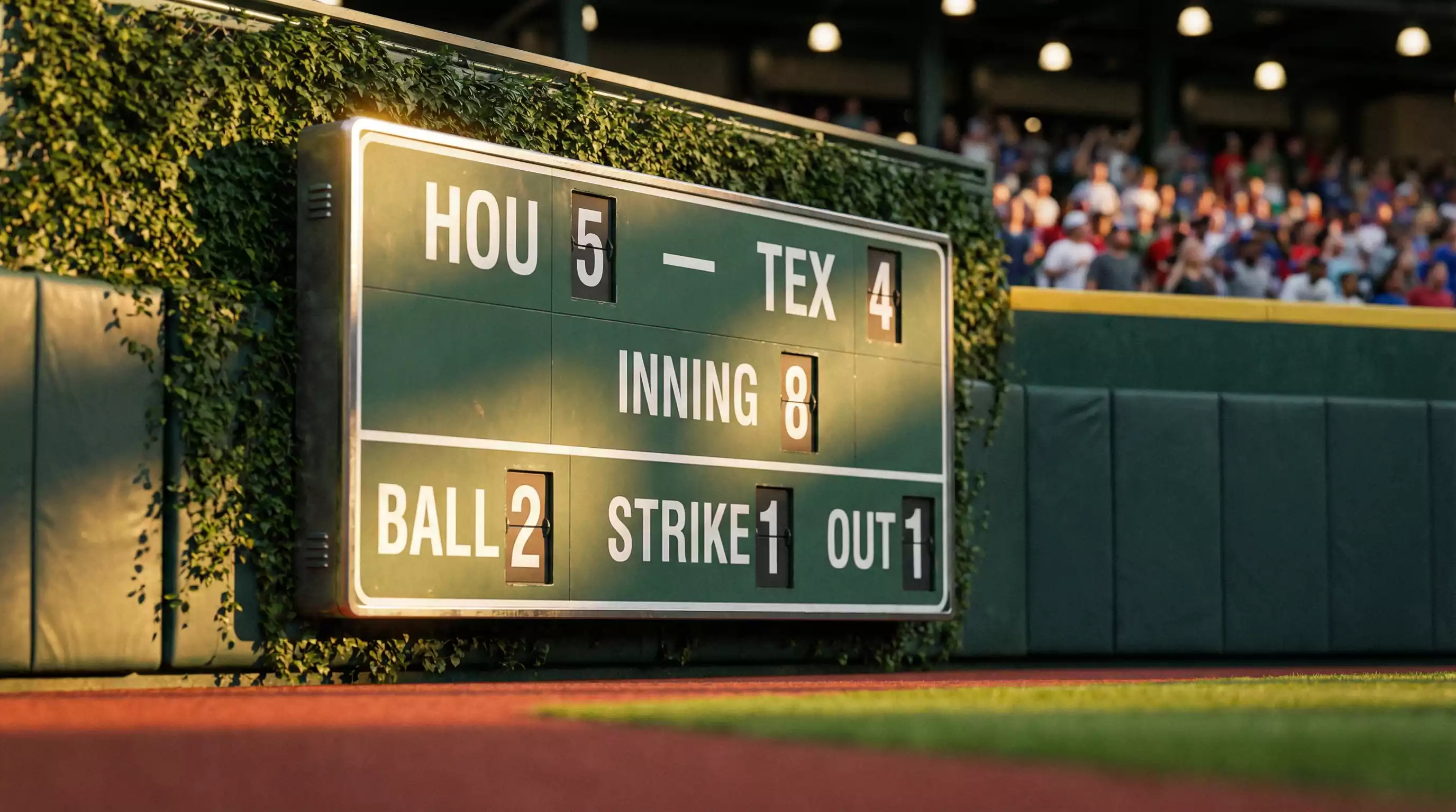 Anzeigetafel in einem Baseballstadion mit knappem Spielstand – Run Line Handicap Wette