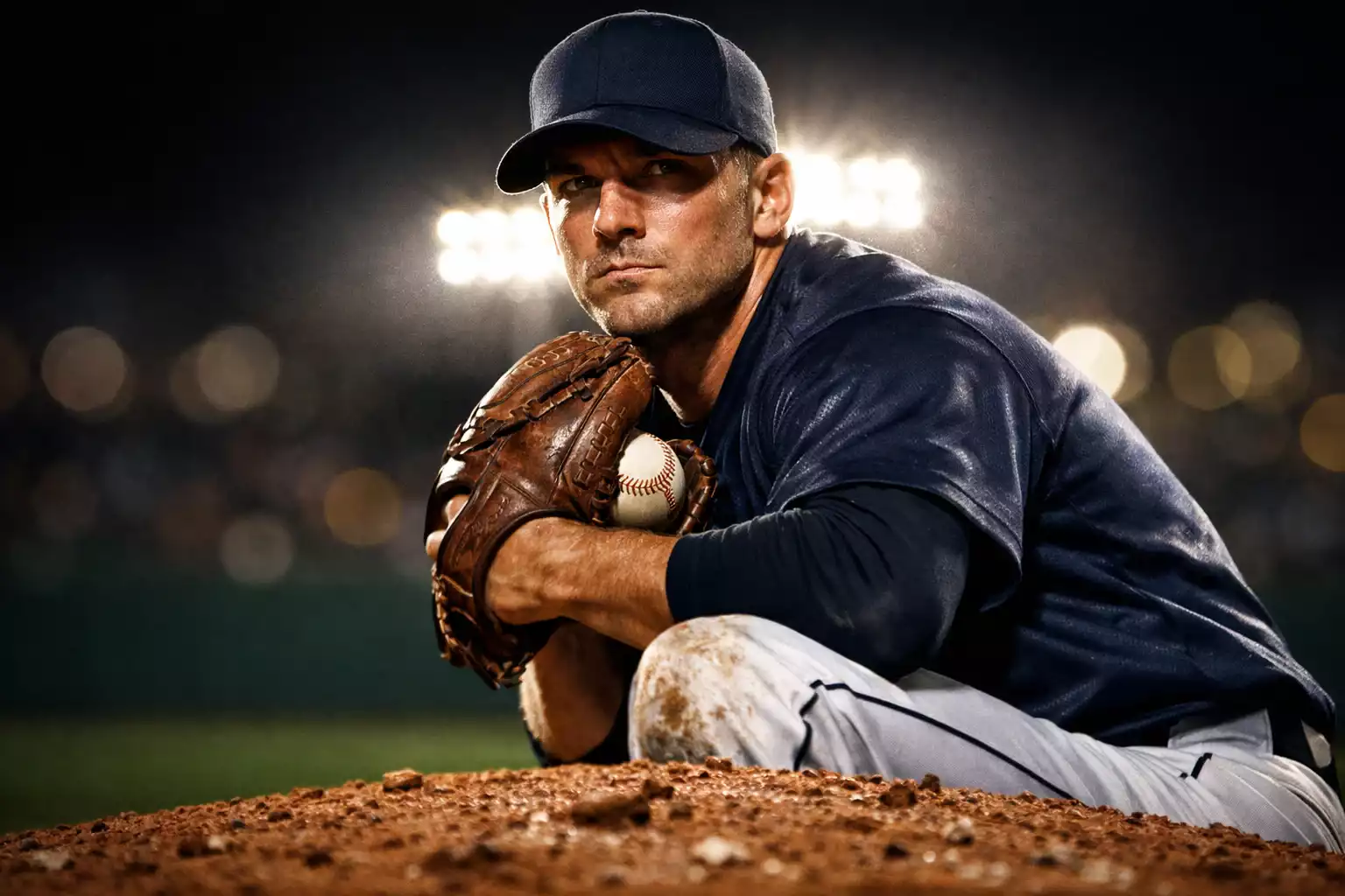 Nahaufnahme eines Baseballs auf dem Spielfeld mit unscharfem Stadionhintergrund – Sabermetrics Analyse